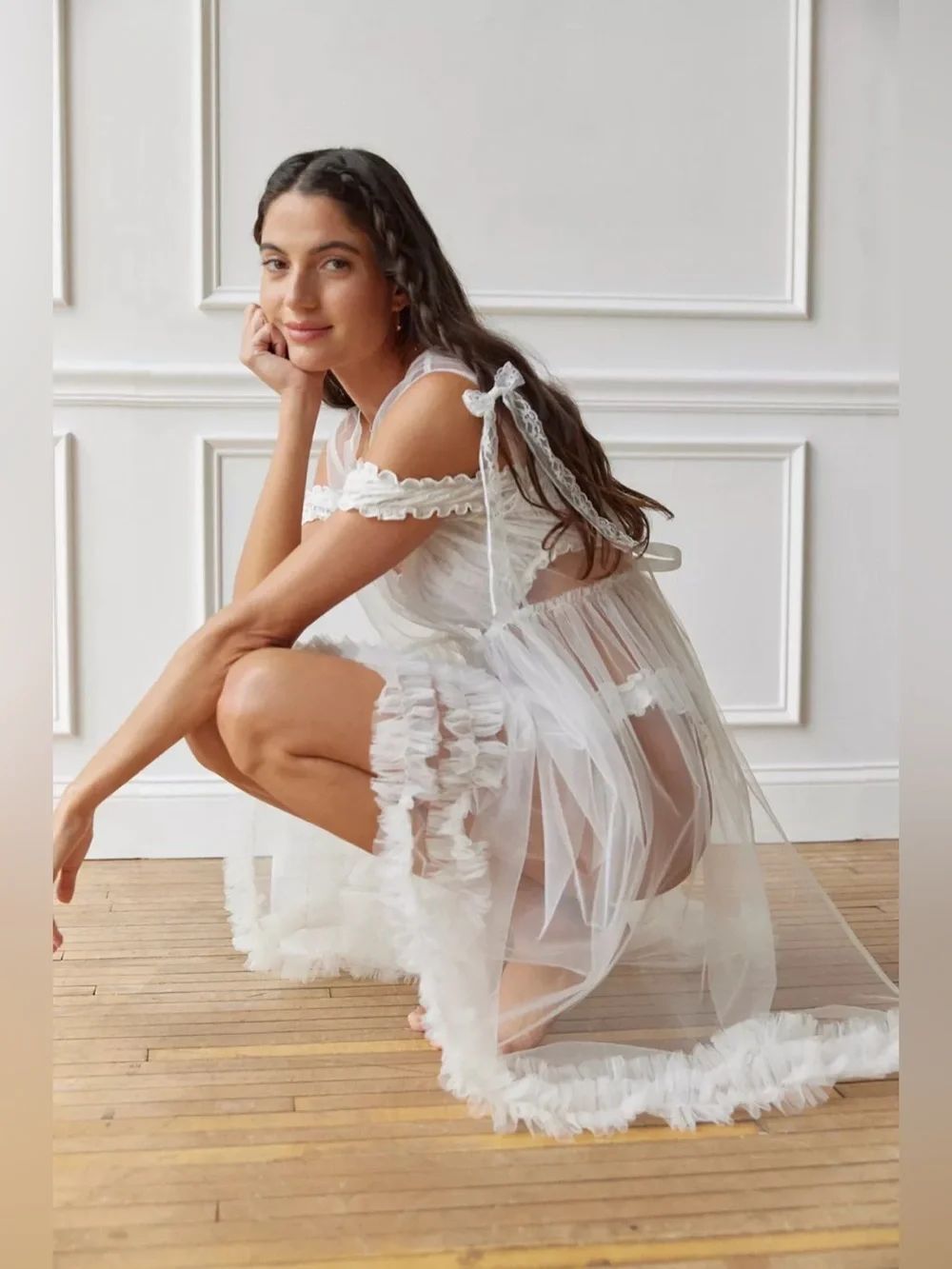 Urban Outfitters Sheer Ruffle Midi Robe